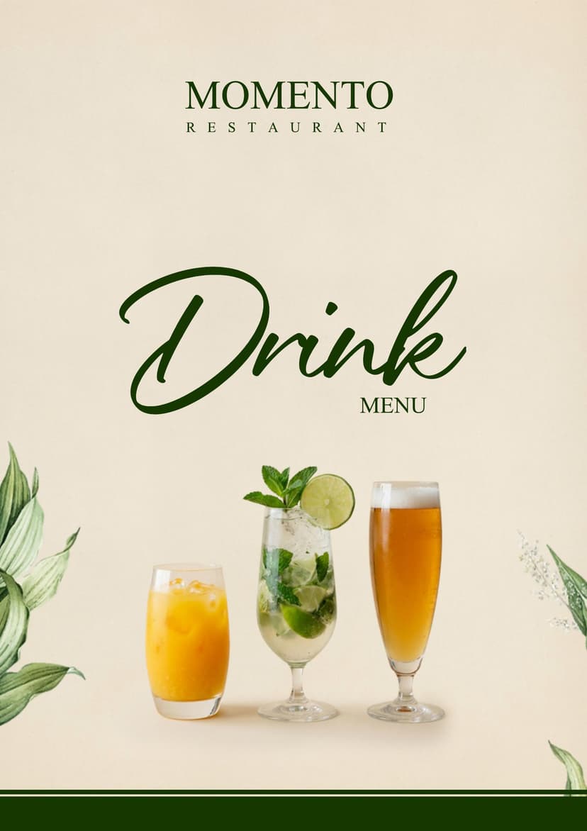 Momento Bar drink menu