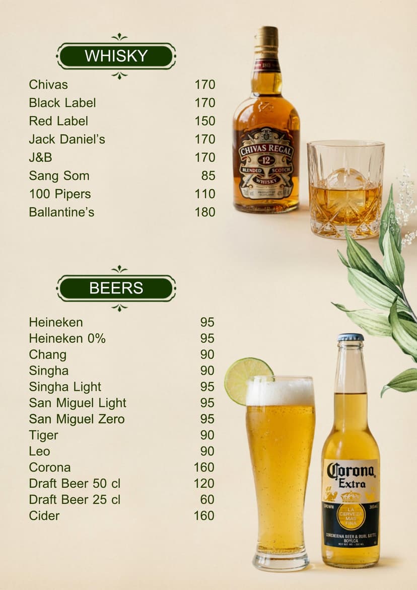 Momento Bar drink menu